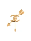 Pre-owned Chanel Cc Logos Brooch Pin Corsage In Gold
