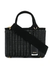 Prada Straw Top Handle Tote In Black