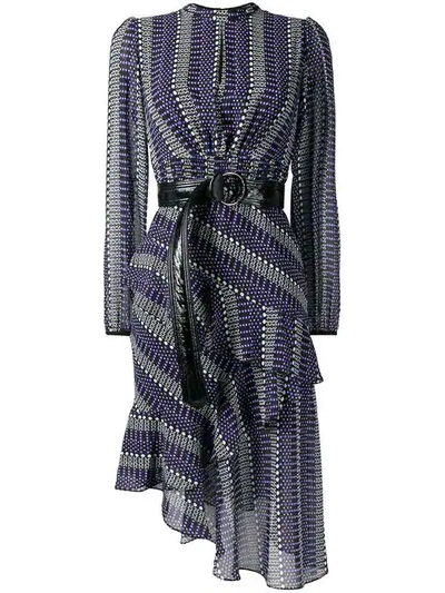 Three Floor Folktale Dress In Black ,purple