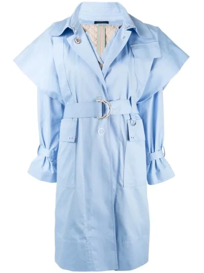 Eudon Choi Frida Trench Coat In Blue