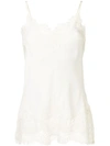 Gold Hawk Lace Trim Vest In White