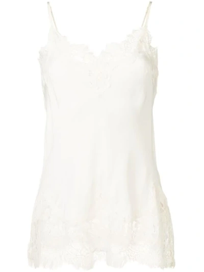 Gold Hawk Lace Trim Vest In White