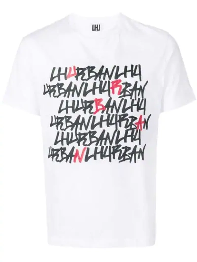 Les Hommes Urban Print T-shirt In White