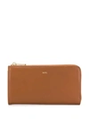 Apc Continental Wallet In Brown