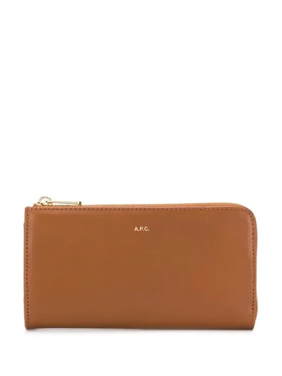Apc Continental Wallet In Brown