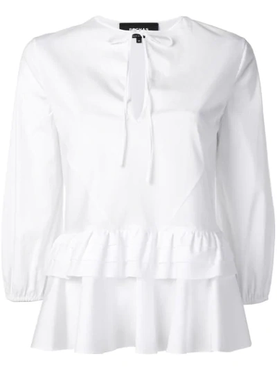 Rochas Tiered Peplum Shirt In White