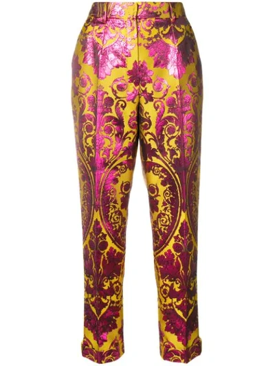 Dolce & Gabbana Slim Jacquard Trousers In Pink
