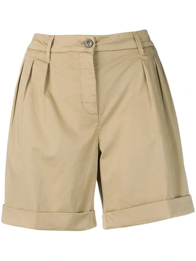 Fay Double Pleat Shorts In Neutrals