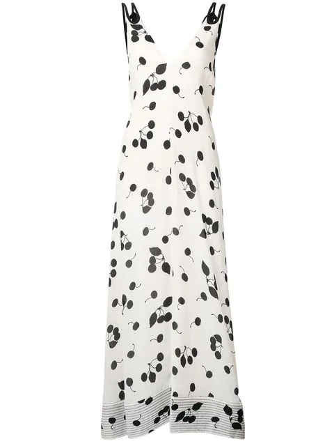 3.1 Phillip Lim Backless Tied-shoulder Cherry-print Maxi Dress In White ...