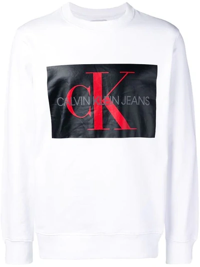 Calvin Klein Jeans Est.1978 Logo Print Sweatshirt In White