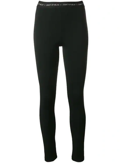 Marcelo Burlon County Of Milan Waistband Logo Leggings In Black