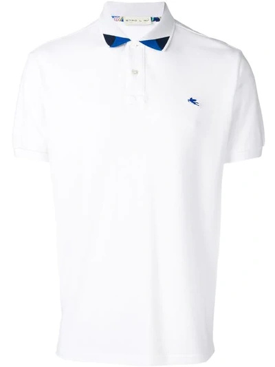 Etro Contrast Collar Polo Shirt In White