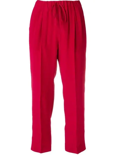 Max Mara Straight Leg Cropped Trousers In Red