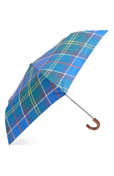 Barbour Tartan Plaid Mini Umbrella - Blue In Blue Tartan