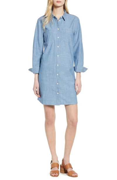 Jcrew Button-up Chambray Dress In Serene Blue
