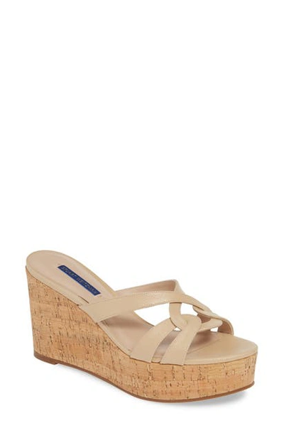 Stuart Weitzman Women's Cadence Cork & Leather Platform Wedge Sandals In Beige