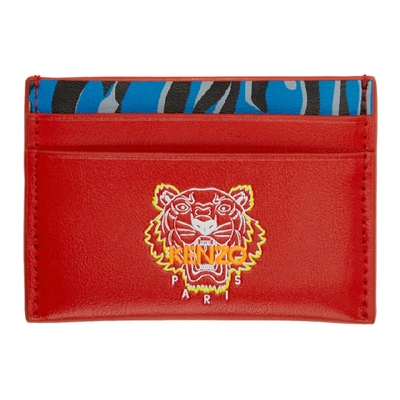 Kenzo Red Tiny Tiger Card Holder In 21 Med Red