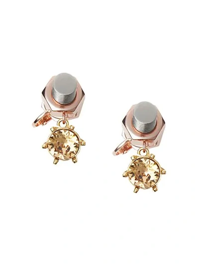 Burberry Crystal Charm Rose Gold-plated Nut And Bolt Earrings In Rgold/pall/topaz