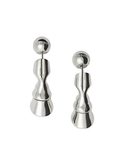 Burberry Palladium-plated Hoof Earrings In Silver