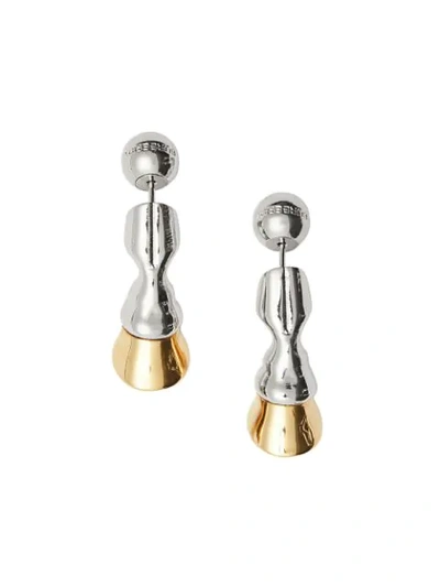 Burberry Gold And Palladium-plated Hoof Earrings In Palladio/light Gold