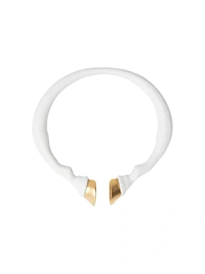 Burberry Resin And Gold-plated Hoof Cuff In White/light Gold