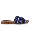 Sam Edelman Bay Flat Patent Leather Sandals In Blue