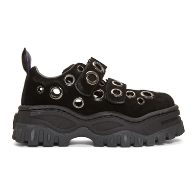 Eytys Ssense Exclusive Black Suede Grommet Angel Sneakers