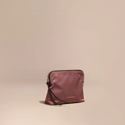 Burberry Large Zip-top Technical Nylon Pouch In Mauve Pink