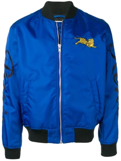 Kenzo Jumping Tiger Crest Bomber Jacket In French Blue
