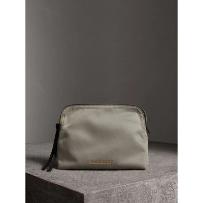 Burberry Large Zip-top Technical Nylon Pouch In Thistle Grey
