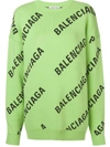 Balenciaga Intarsia Logo Jumper - Green