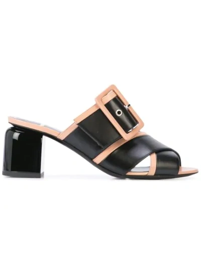 Pierre Hardy Two-tone Buckle Sandal Mules In Black