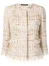 Tagliatore Short Tweed Jacket In White