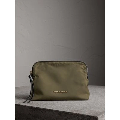 Burberry Large Zip-top Technical Nylon Pouch In Canvas Green