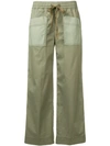 Tory Burch Twill Cargo Trousers In Lichen Green