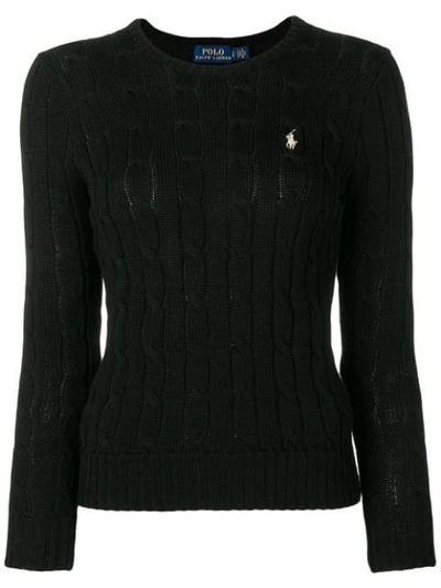 Polo Ralph Lauren Embroidered Logo Jumper In Black