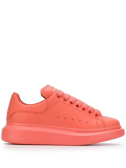 Alexander Mcqueen Larry Coral Leather Trainers In Orange | ModeSens
