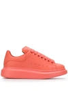 Alexander Mcqueen Larry Coral Leather Trainers In Orange