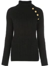 Balmain Embellished Turtleneck Sweater In Black