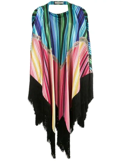 Mary Katrantzou Fringed Poncho Jacket In Multicolour