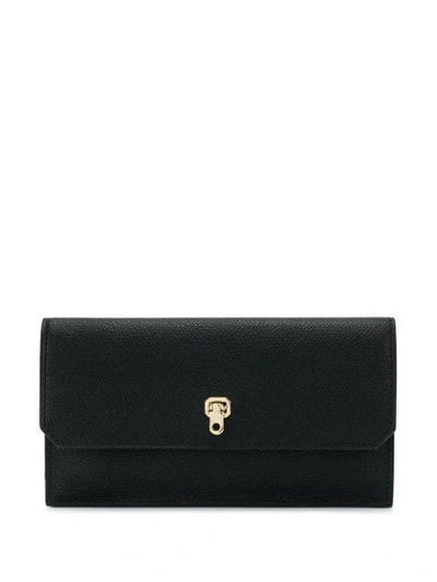 Valextra Brera Foldover Wallet In Black