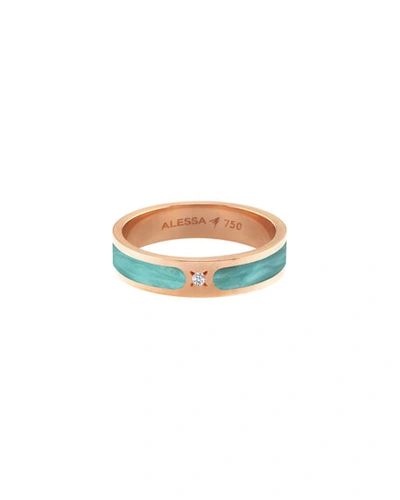 Alessa Jewelry Spectrum Painted 18k Rose Gold Stack Ring W/ Diamond