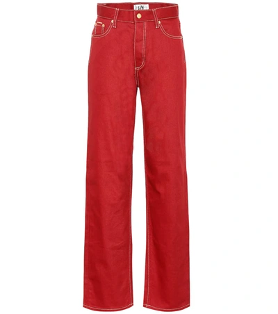 Eytys Benz Twill High-rise Wide-leg Jeans In Red