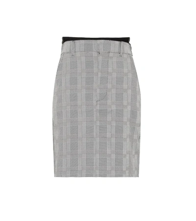 Vetements Checked Cady And Wool-blend Mini Skirt In Grey