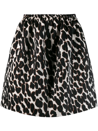 La Doublej Pouf Elastic-waist Full Mini Skirt In Leopard