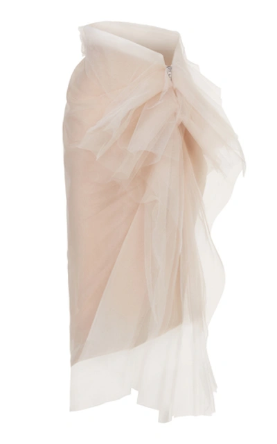 Maticevski Atmospheric Ruffled Tulle Pencil Skirt In Pink