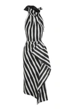 Maticevski Solar Draped Crepe Dress In Stripe