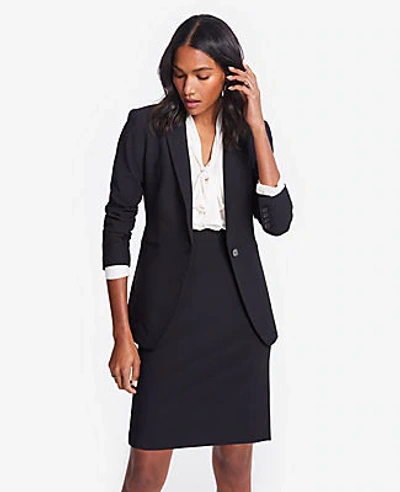 Ann Taylor The Long One-button Blazer In Bi-stretch In Black