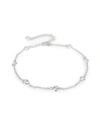 Cz By Kenneth Jay Lane Cubic Zirconia Bezel Station Ankle Bracelet In Silvertone