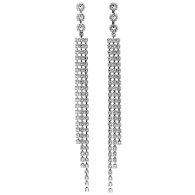 Isabel Marant Crystal Embellished Drop Earrings In Silver